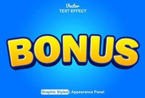 bonus text effect with yellow graphic style and editable. vector