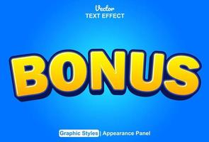 bonus text effect with yellow graphic style and editable. vector