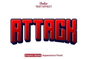 attack text effect with red graphic style and editable. vector