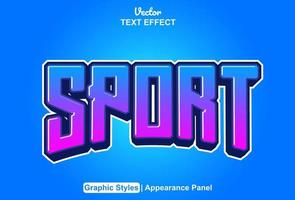 sport text effect with blue color graphic style and editable. vector