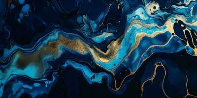 Blue marble and gold abstract background photo