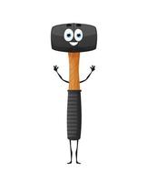 Cartoon rubber mallet tool character, construction vector