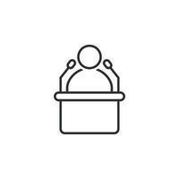 Speaker icon in flat style. Conference podium vector illustration on isolated background. Public speech sign business concept.