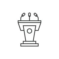 Speaker icon in flat style. Conference podium vector illustration on isolated background. Public speech sign business concept.