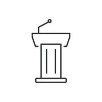 Speaker icon in flat style. Conference podium vector illustration on isolated background. Public speech sign business concept.