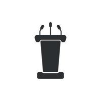Speaker icon in flat style. Conference podium vector illustration on isolated background. Public speech sign business concept.