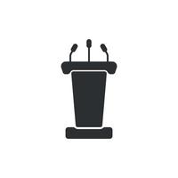 Speaker icon in flat style. Conference podium vector illustration on isolated background. Public speech sign business concept.