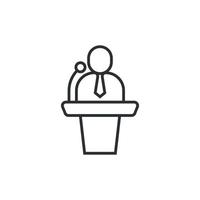 Speaker icon in flat style. Conference podium vector illustration on isolated background. Public speech sign business concept.