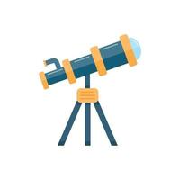 Telescope icon in flat style. Cosmos discover vector illustration on isolated background. Astronomy sign business concept.