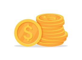 Coin icon in flat style. Money stack vector illustration on white isolated background. Cash currency sign business concept.