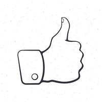 Hand drawn doodle of thumb up symbol of like vector