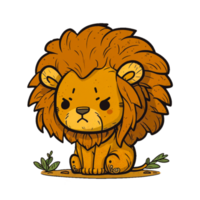 Cute lion illustration icon png