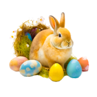 cute Easter bunny with eggs png
