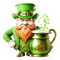 irish man hold beer on shamrock for St. Patrick's day png