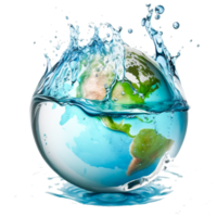 water splash with earth planet png