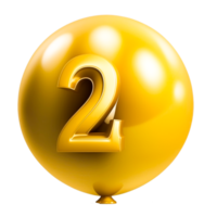 Luxury gold 3d number 2 balloons png