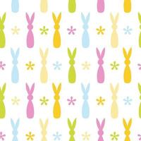 Seamless pattern of hand drawn rabbit bunny and flowers on isolated background. Design for springtime, Easter celebration, scrapbooking, nursery decor, home decor, paper crafts, invitation design. vector