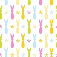 Seamless pattern of hand drawn rabbit bunny and flowers on isolated background. Design for springtime, Easter celebration, scrapbooking, nursery decor, home decor, paper crafts, invitation design. vector