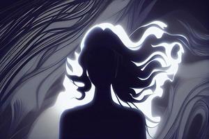 silhouette of a person Psychic Waves retro photorealistic,unreal engine photo