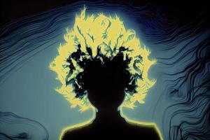 silhouette of a person Psychic Waves retro photorealistic,unreal engine photo