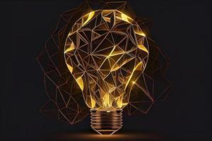 lamp with bright light. Low poly wireframe and points photo