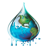 Earth globe in water drop form, environment concept png