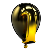 3d realistic isolated  number one balloon png