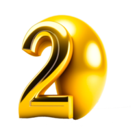 Luxury gold 3d number 2 balloons png