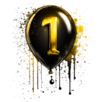 Large, Gold One Balloon for First Birthday - Number 1 png