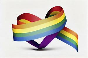 LGBT rainbow ribbon in the shape of heart. Pride tape symbol. Isolated on a white background photo