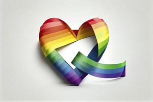 LGBT rainbow ribbon in the shape of heart. Pride tape symbol. Isolated on a white background photo