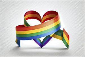 LGBT rainbow ribbon in the shape of heart. Pride tape symbol. Isolated on a white background photo