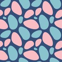 Abstract spotted seamless pattern. Vector illustration of texture with asymmetric simple color spots. Background with blue and pink pebbles.