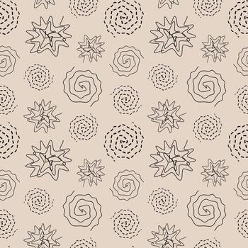 sin costura modelo con resumen giros y espirales vector ilustración de líneas retorcido en círculo. dibujo de redondo punteado remolinos y ondulado remolinos