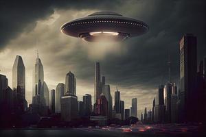 Ominous UFO above the city photo