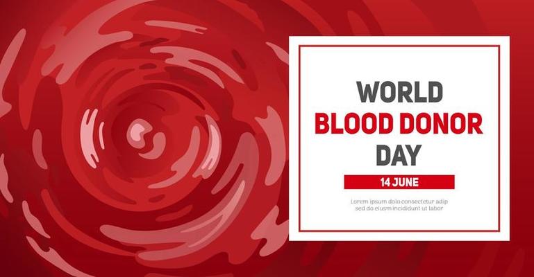 National Donor Day. Horizontal banner. Blood funnel, whirlpool, swirl. Illustration in a realistic style. Hemophilia. blood diseases. For banner, website, poster, postcards.