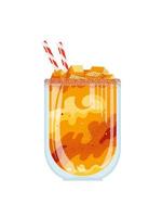 mangonada, mexicano mango zalamero con chamoy salsa chile. con hielo sorbete cóctel. vector vistoso comida ilustración. verano beber. ilustración para café y restaurante menús mangoneada, chamango