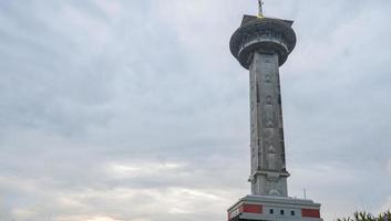 Main tower on Great agung mosque on the Semarang Central Java, when day time and blue sky. The photo is suitable to use for Ramadhan poster and Muslim content media.