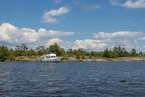 Boat anchored on Georgian Bay photo