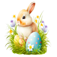 Easter rabbit with cartoon Easter egg png