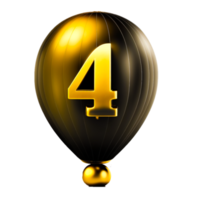 realistic isolated golden balloon number of 4 png