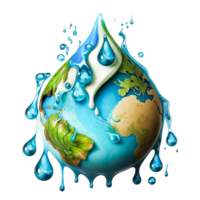 water drop and planet earth icon png