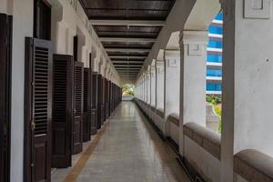 Corridor Inside the old mansion on the down town Semarang Central Java. The photo is suitable to use for travel destination, holiday poster and travel content media.