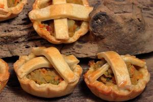 Vegetarian spinach pie or quiche with feta cheese photo