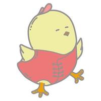Illustration of cute yellow chick cartoon, happy vector