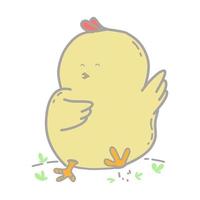 Illustration of cute yellow chick cartoon, happy vector