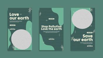 World earth Day social media stories template design vector