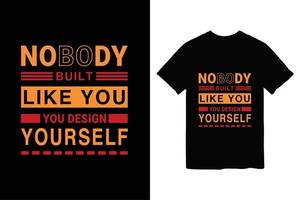 A black and orange t-shirt with text typography design vector