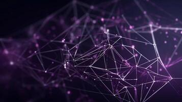A highly detailed Plexus of abstract purple geometrical. Big data concept AI generative. photo