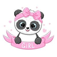 Cute panda girl. Vector illustration of a cartoon.